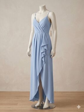 Showpo Powder Blue Ruffle Surplice Maxi Dress